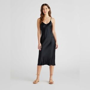 Quince 100% Washable Silk Slip Dress Black Size S